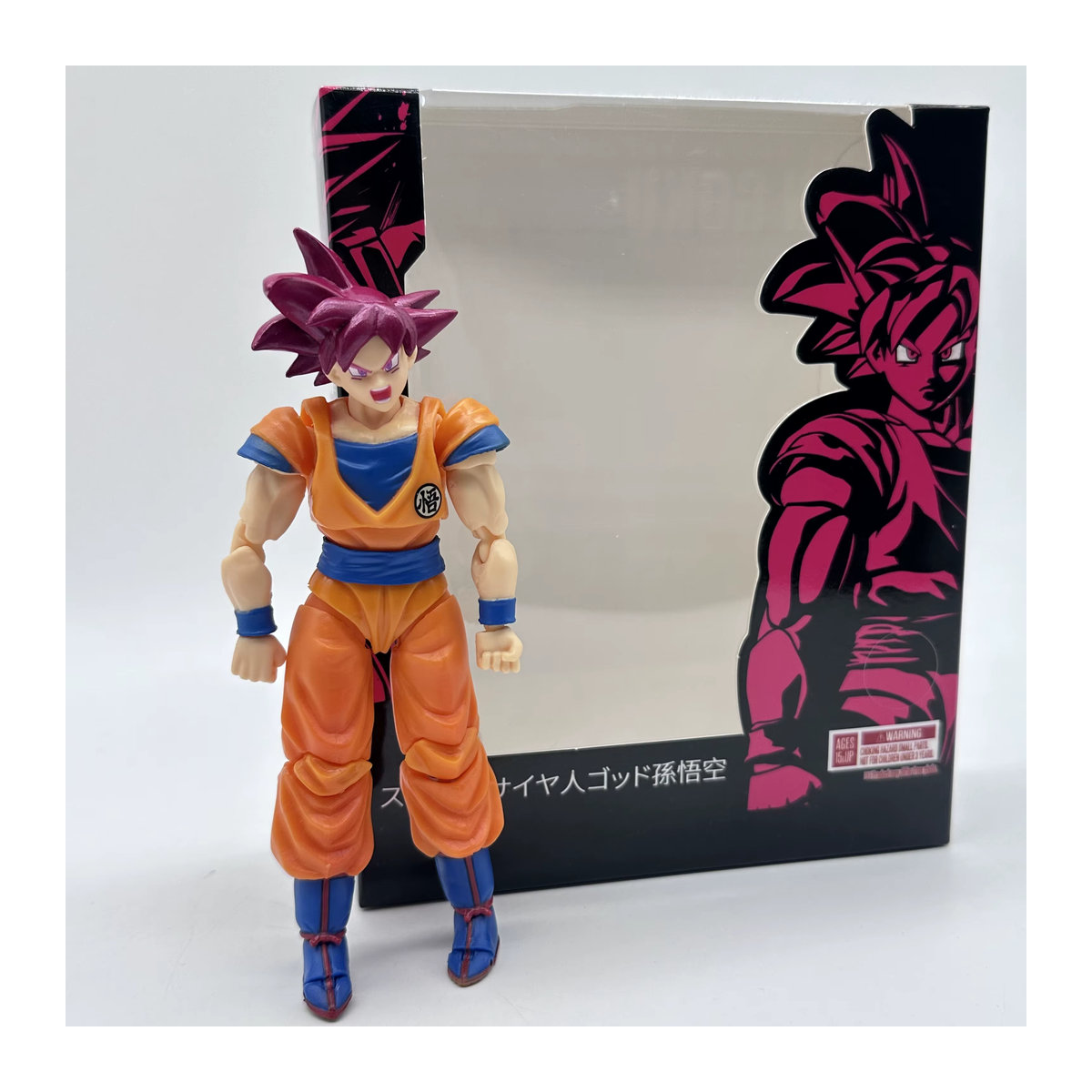 Bandai Dragon Ball Son Goku Super Saiyajin Gott Actionfigur in Rot und Orange aus Kunststoff - Bild 4