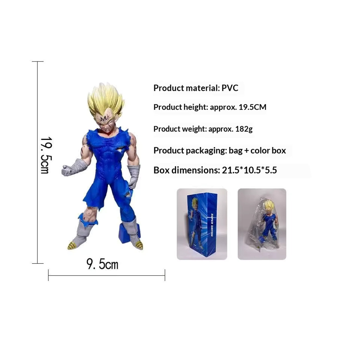 Bandai Dragon Ball Super Majin Vegeta Figur mit 4 Köpfen und LED-Beleuchtung, mehrfarbig, Höhe: 20 cm - Bild 5