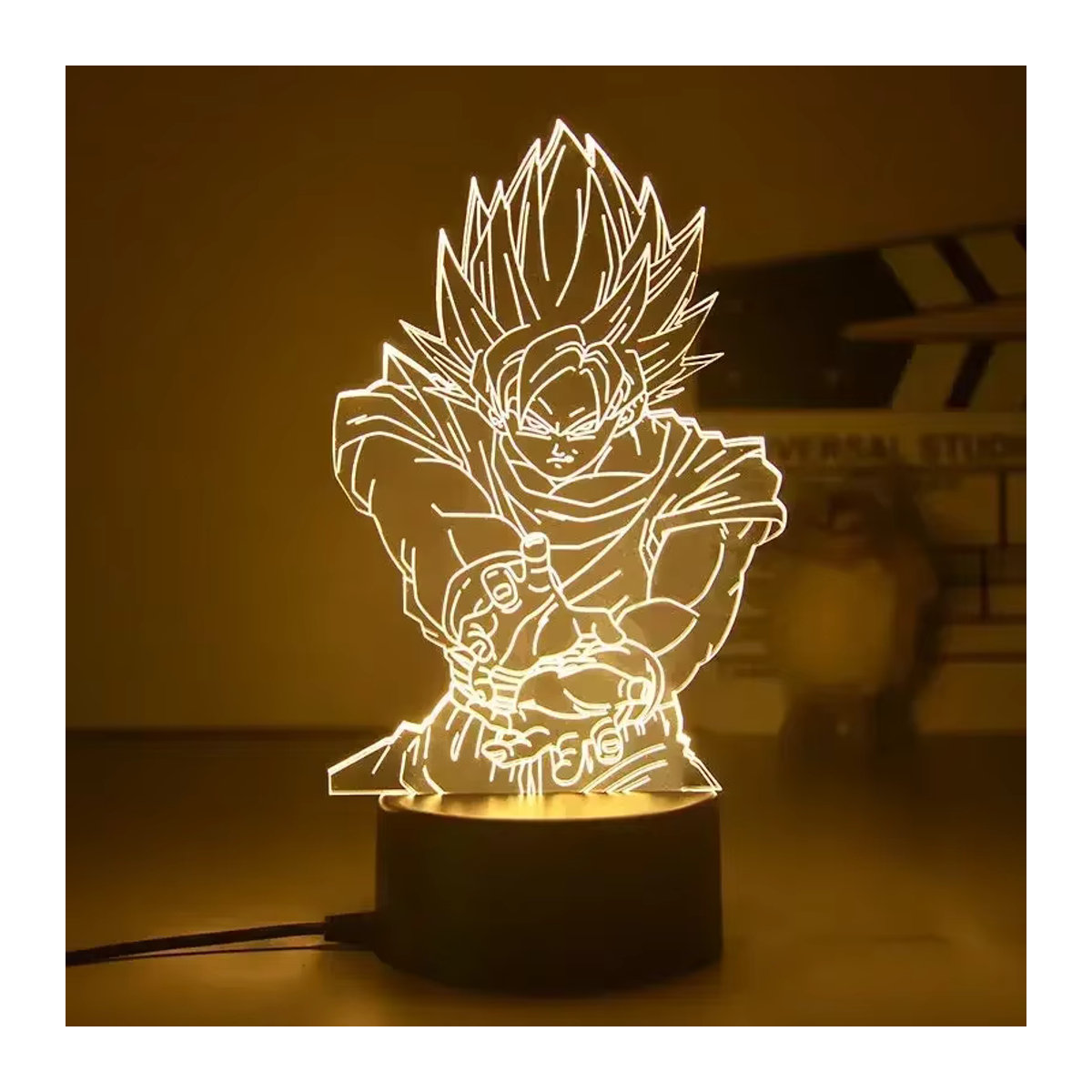 Bandai Dragon Ball Z 3D LED Nachtlicht Tischlampe mit Vegeta Goku Jiren und Broly in Warmweiß und Bunt - Bild 2