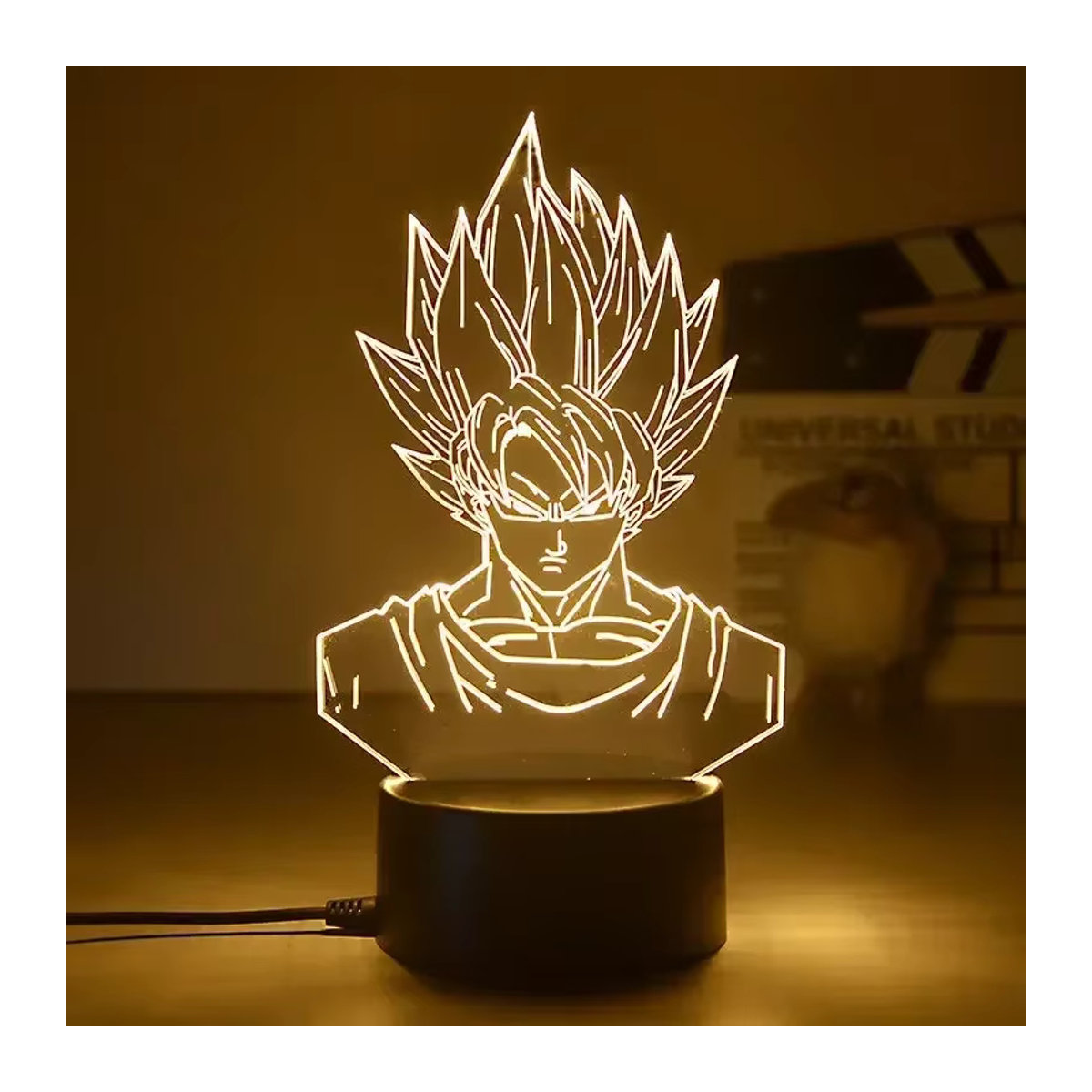 Bandai Dragon Ball Z 3D LED Nachtlicht Tischlampe mit Vegeta Goku Jiren und Broly in Warmweiß und Bunt - Bild 3