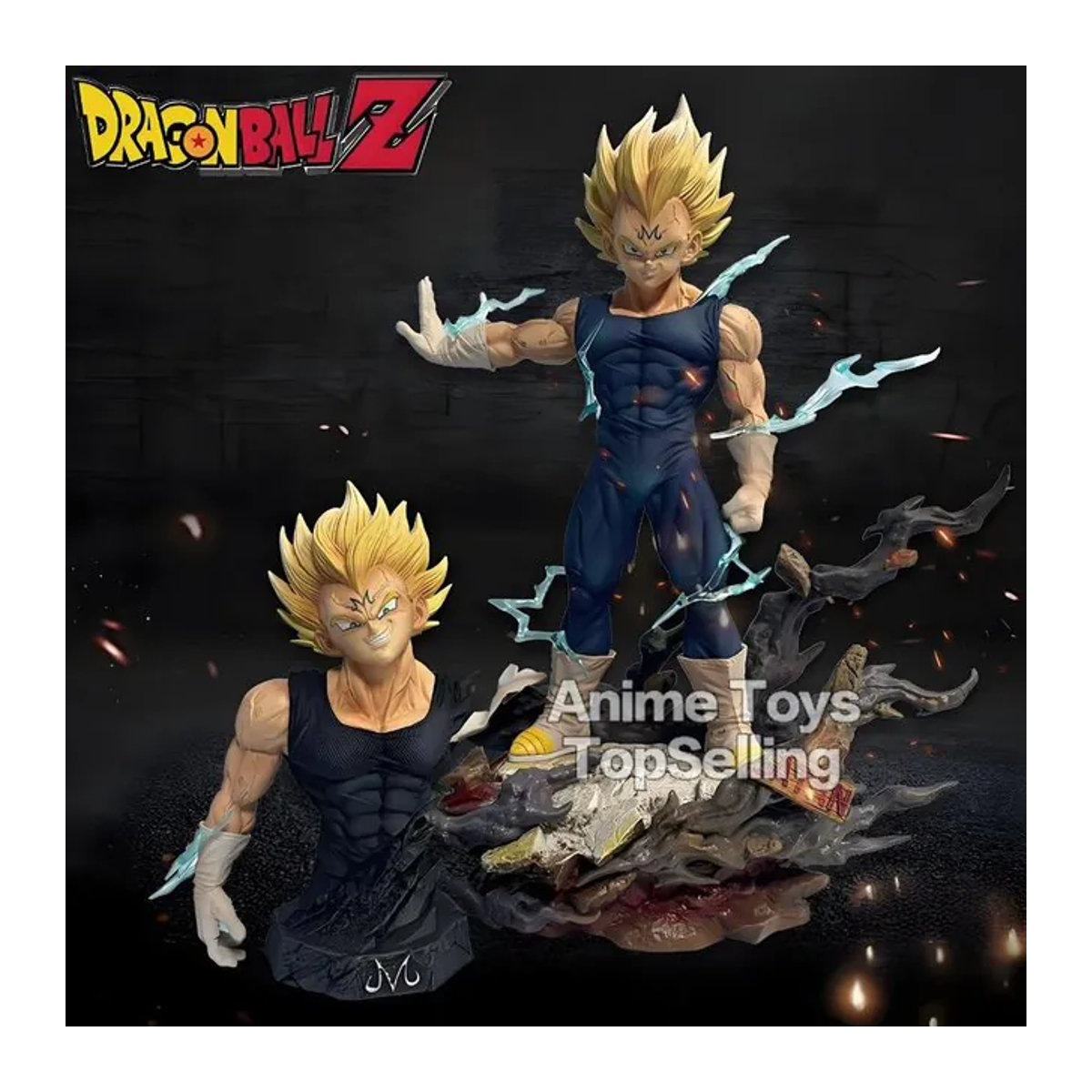 Bandai Dragon Ball Z Majin Vegeta Actionfigur mit austauschbaren Händen und Köpfen, mehrfarbig, Höhe: 18,5 cm - Bild 1
