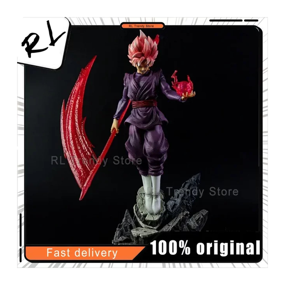 Bandai Dragon Ball Zamasu mit Sense Goku Black Rose Szene Anime Figur Modell Statue, Lila, Höhe: 38 cm - Bild 1