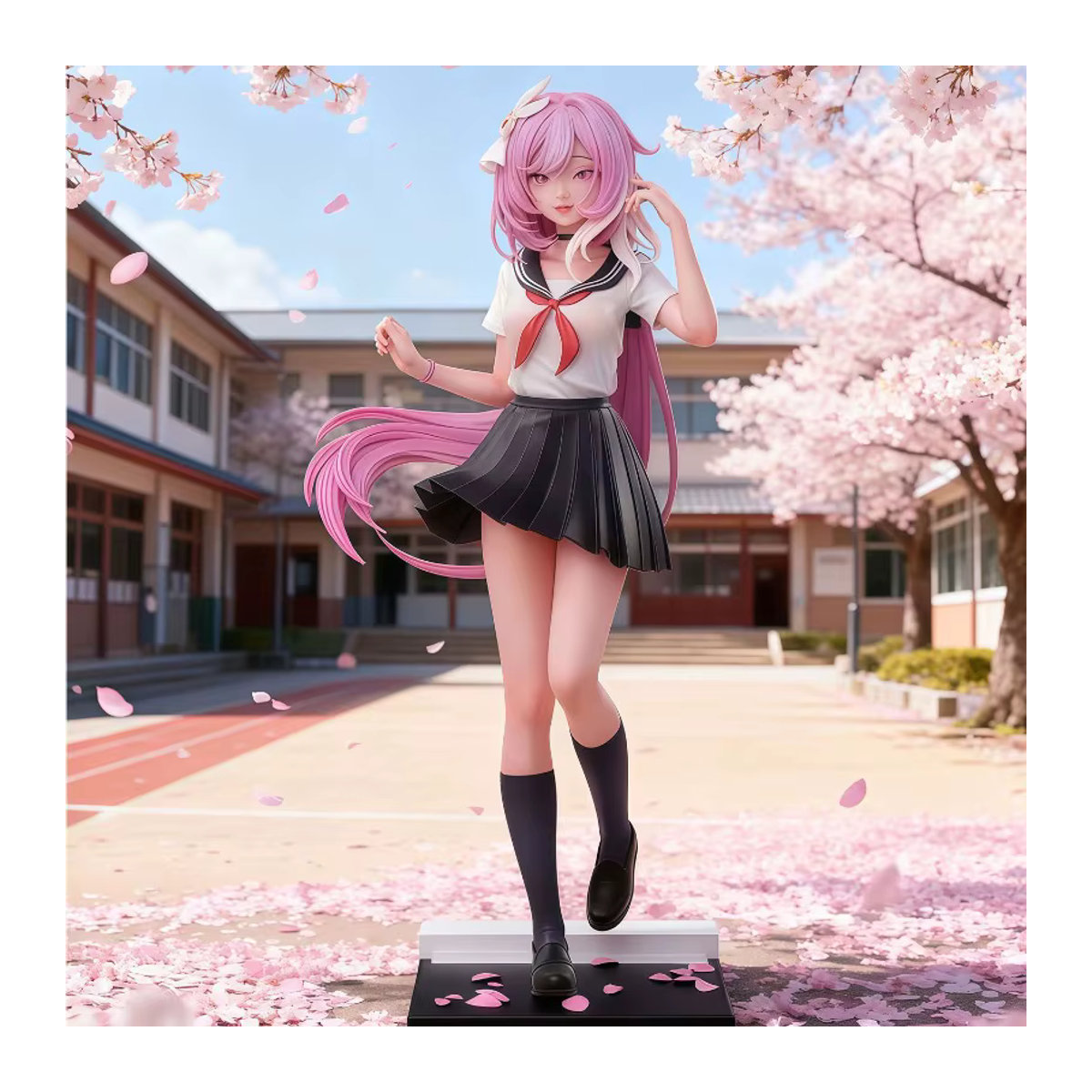 Bandai Elysia Schuluniform Stehende Cartoon-Figur Statue in Rosa mit Sweetheart Design als ästhetisches Sammlerstück - Bild 3