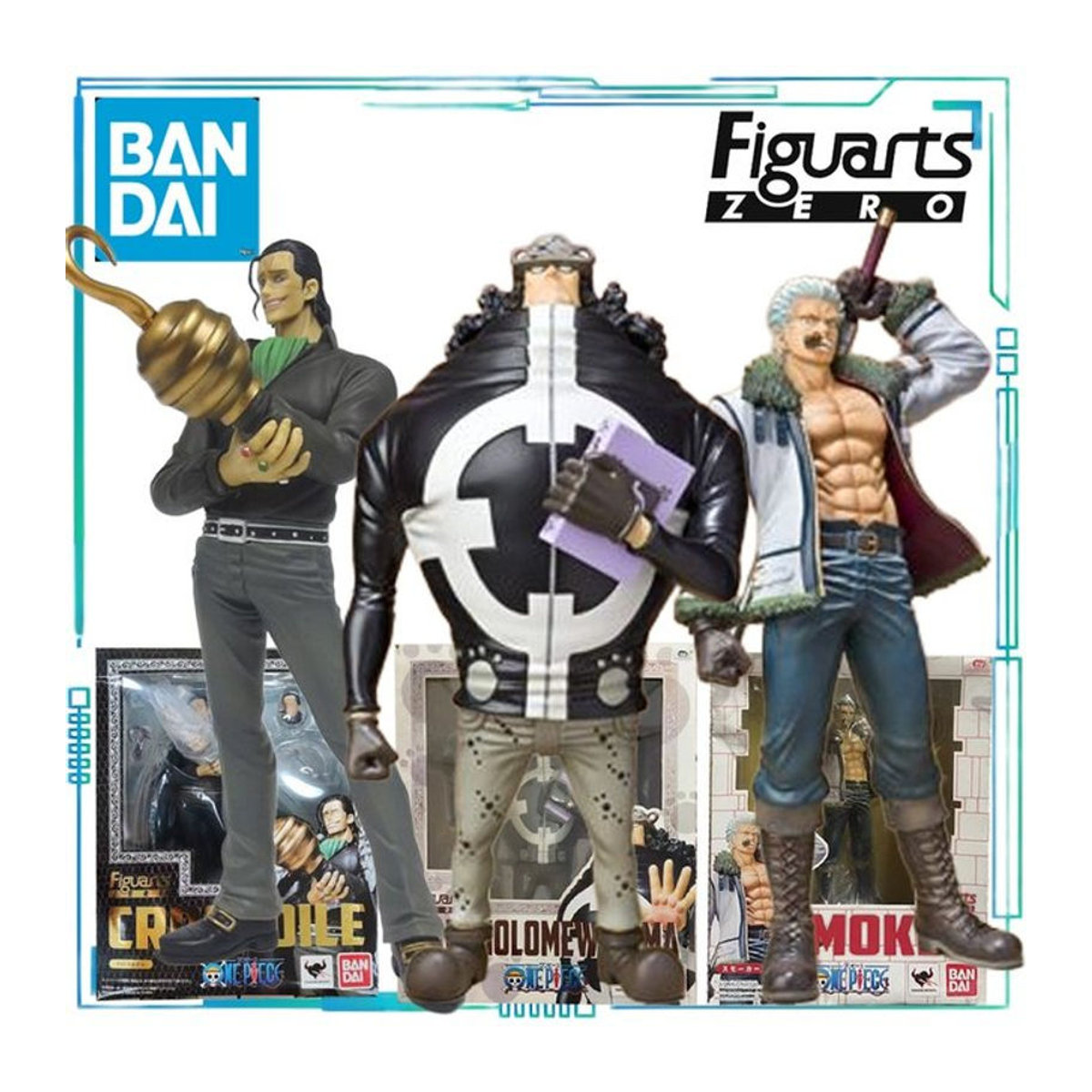 BANDAI FiguartsZERO One Piece Anime Figuren Sir Crocodile, Smoker und Bartholomew Kuma aus Kunststoff in Mehrfarbig - Bild 1