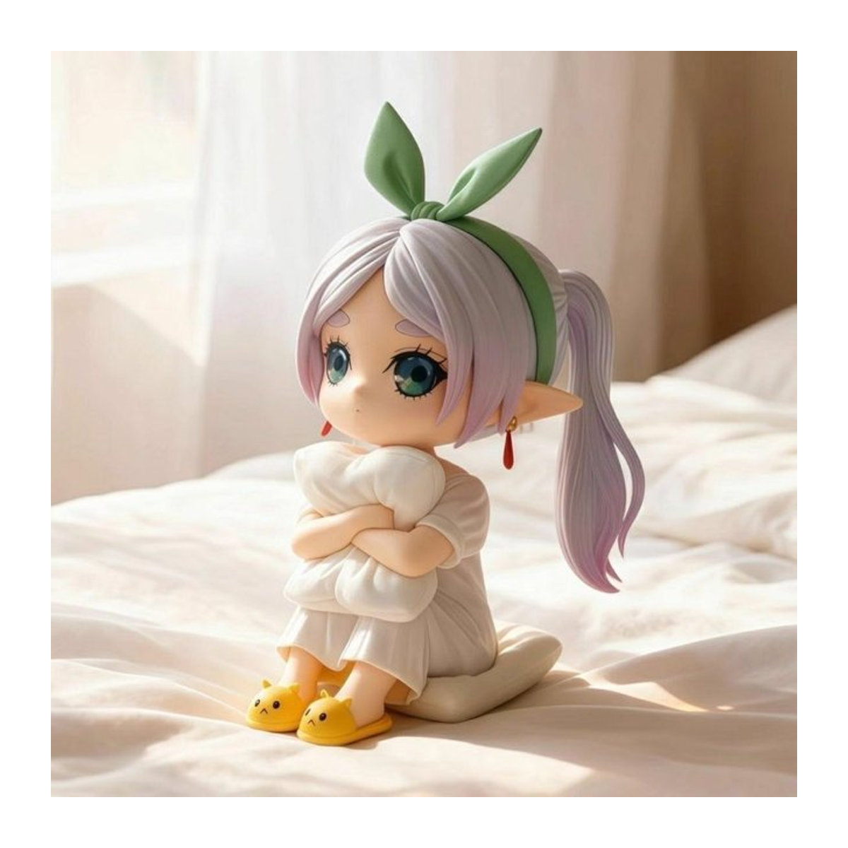 Bandai Frieren: Beyond Journey's End Anime Figur im Pyjama, Dekorative Q-Version Sammelfigur für den Schreibtisch, Mehrfarbig, Höhe: 8 cm - Bild 1