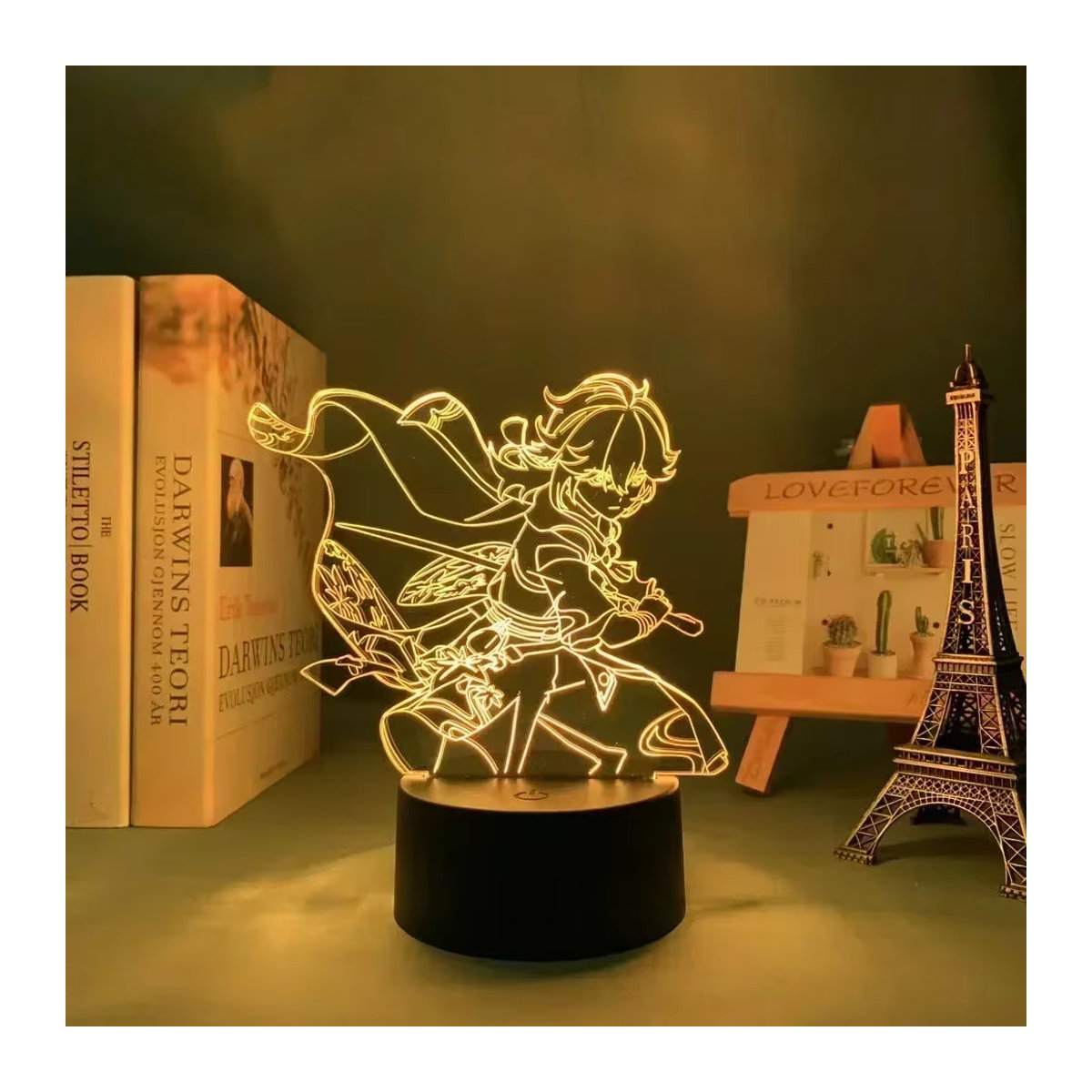 Bandai Genshin Impact LED Tischlampe mit 3D Action Figuren Hu Tao Albedo Zhongli Yae Miko Bunt - Bild 2