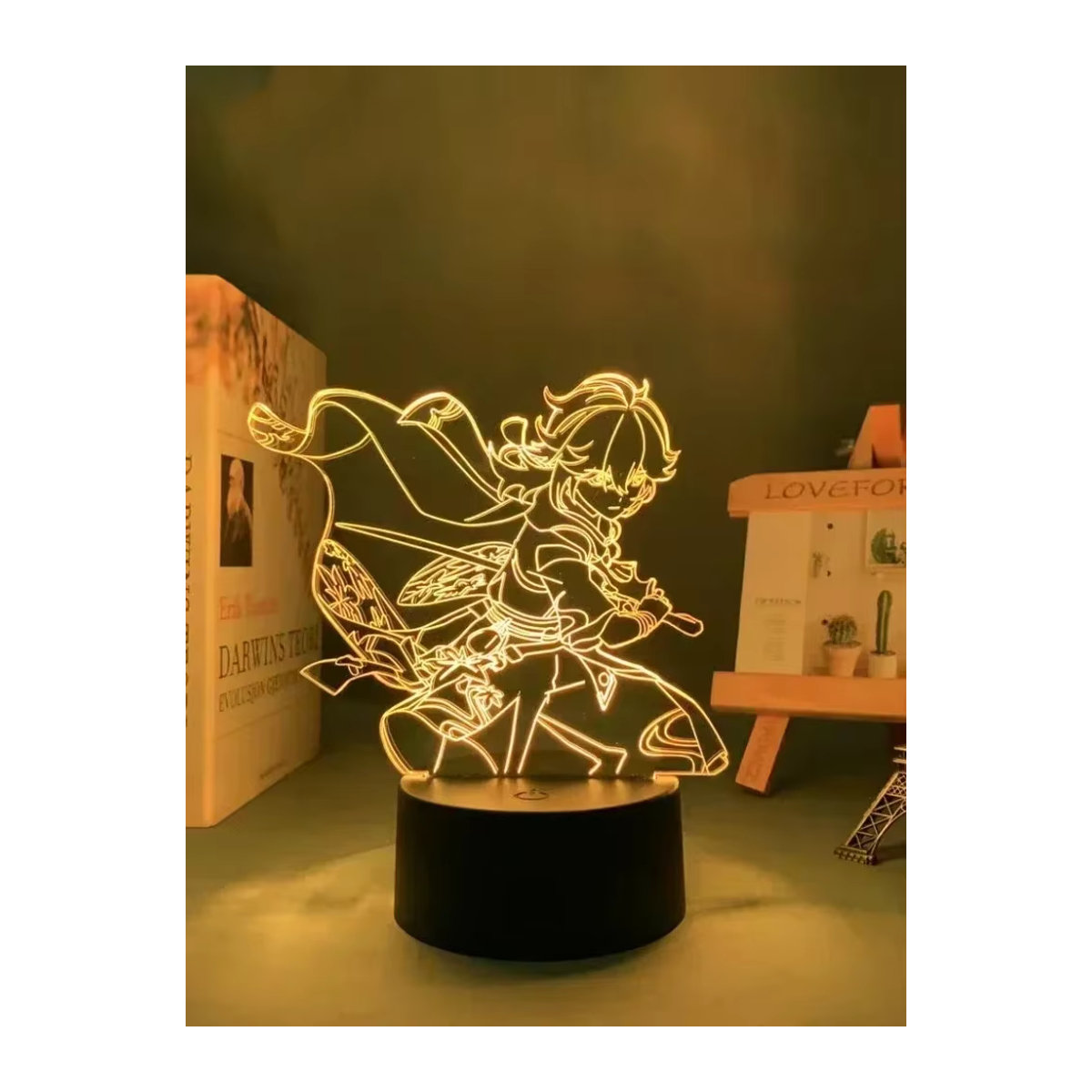 Bandai Genshin Impact LED Tischlampe mit 3D Action Figuren Hu Tao Albedo Zhongli Yae Miko Bunt - Bild 3