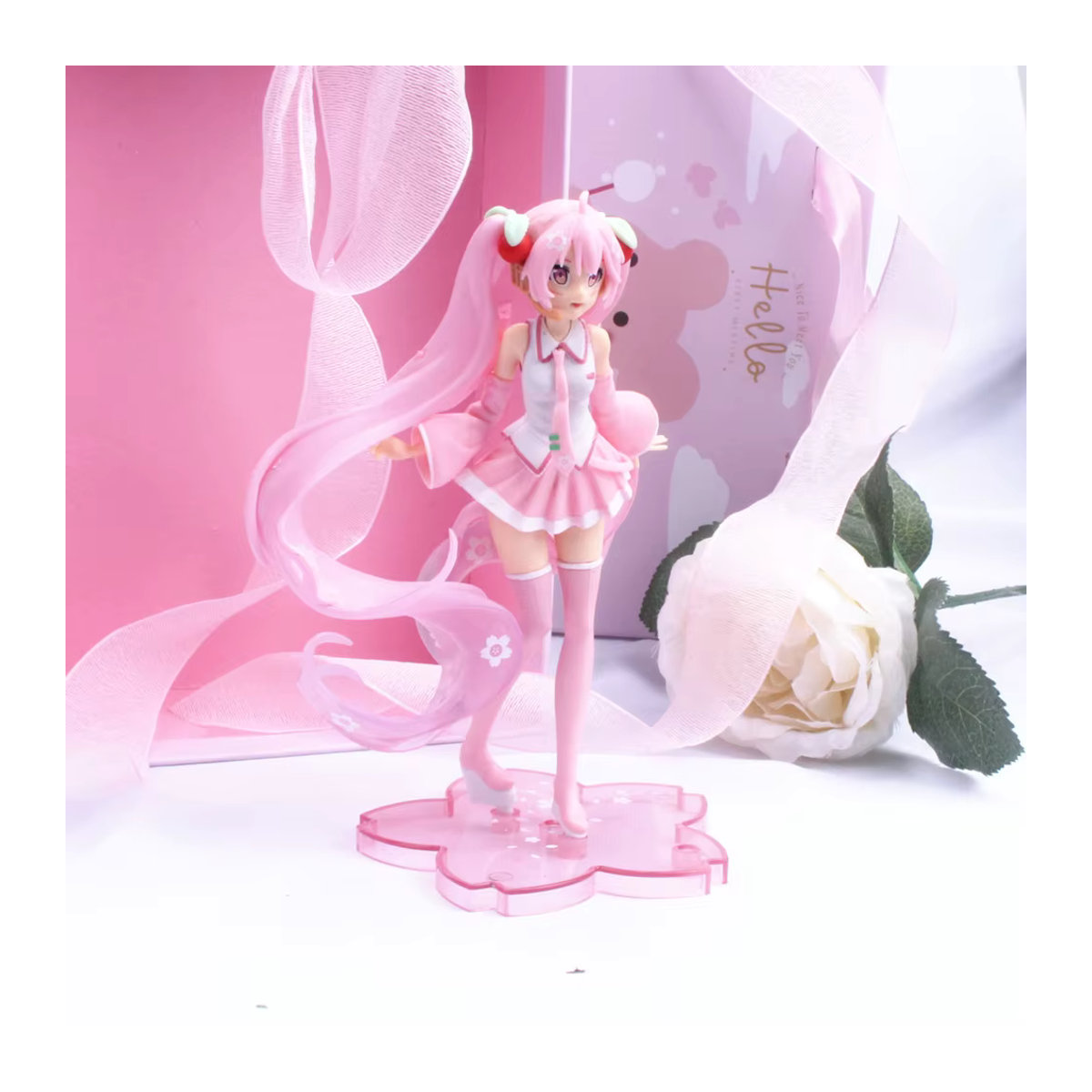 Bandai Hatsune Miku Anime Actionfigur Sakura Motiv in Rosa, Höhe: 15 cm - Bild 3