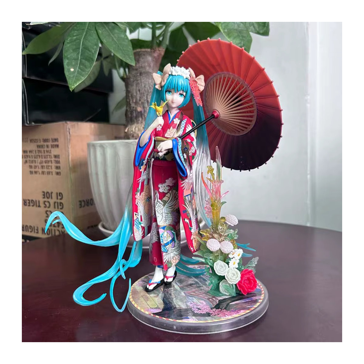 Bandai Hatsune Miku Anime Figur im Kimono mit Regenschirm, mehrfarbige dekorative Statue aus Kunststoff - Bild 3