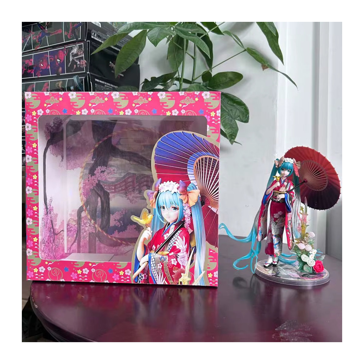 Bandai Hatsune Miku Anime Figur im Kimono mit Regenschirm, mehrfarbige dekorative Statue aus Kunststoff - Bild 6