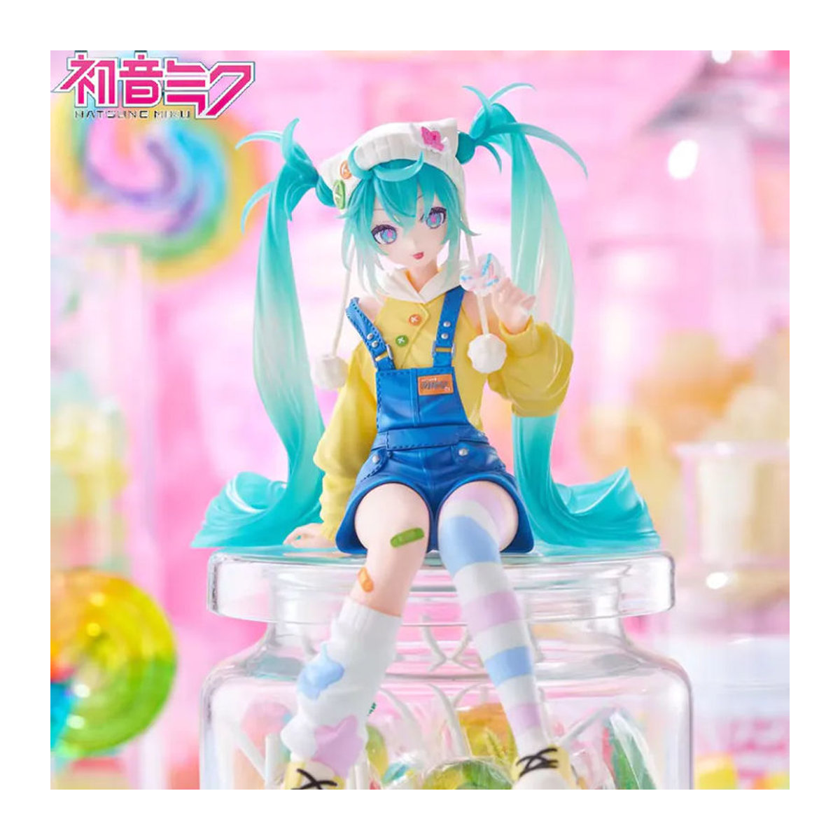 Bandai Hatsune Miku Anime-Figur in sitzender Pose mit Lollipop, mehrfarbige PVC-Actionfigur zur Dekoration - Bild 4