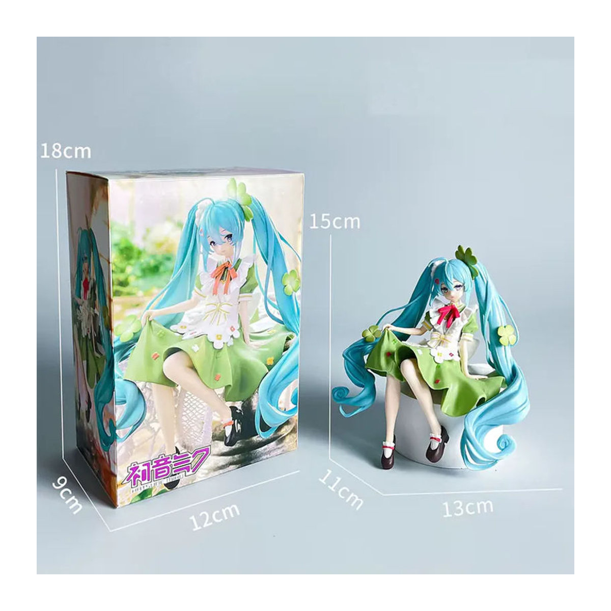 Bandai Hatsune Miku Figur in floralem Kleeblatt-Stil, mehrfarbige bewegliche PVC-Puppe als dekoratives Modell für deinen Schreibtisch - Bild 3