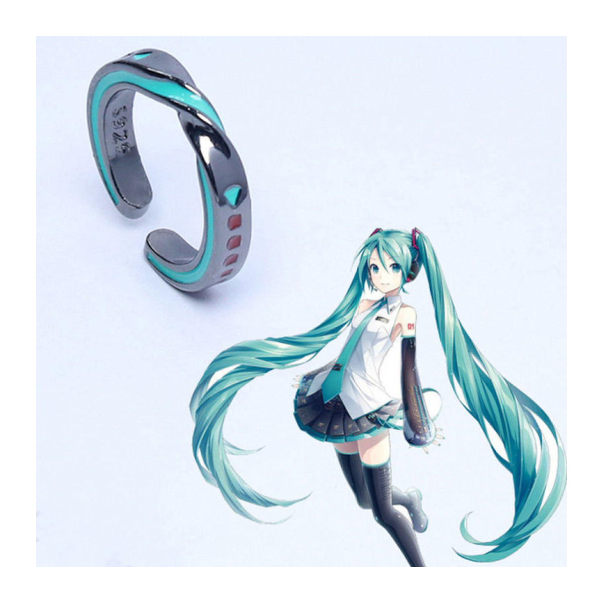 Bandai Hatsune Miku Mobius Paar-Accessoires aus Metall in Schwarz für Cosplay und Dekoration - Bild 1