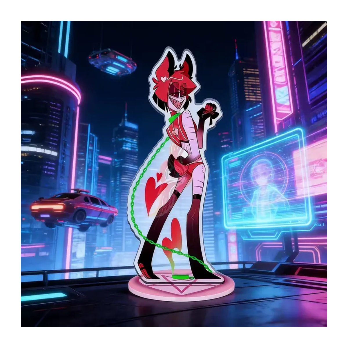 Bandai Hazbin Hotel Acryl-Standfigur Vox und Alastor Sammlerstücke in Rosa und Mehrfarbig - Bild 3