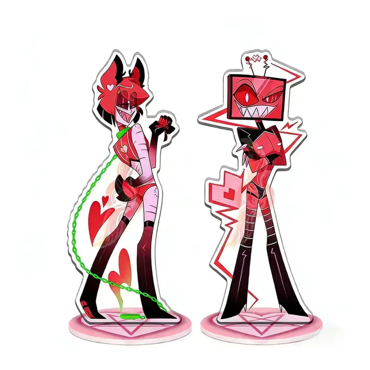 Bandai Hazbin Hotel Acryl-Standfigur Vox und Alastor Sammlerstücke in Rosa und Mehrfarbig - Bild 4