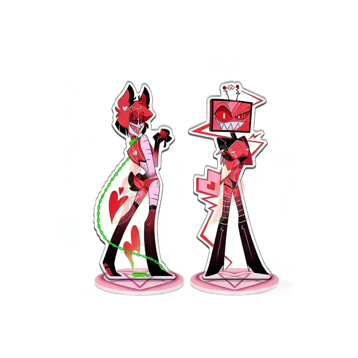 Bandai Hazbin Hotel Acryl-Standfigur Vox und Alastor Sammlerstücke in Rosa und Mehrfarbig - Bild 5