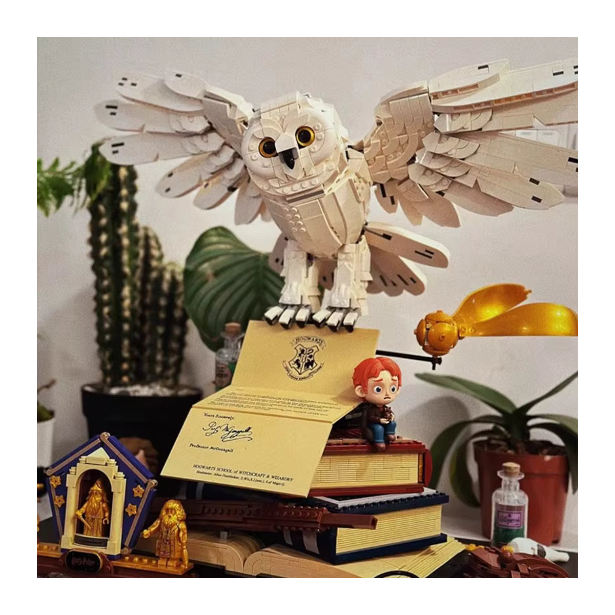 Bandai Hedwig Eule Miniatur Montage Modell aus Kunststoff in Weiß als klassisches Desktop Dekoration Set für Kinder - Bild 4