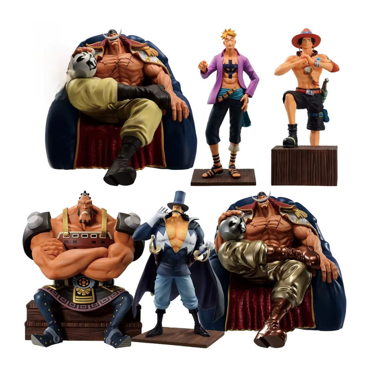 BANDAI Ichiban Kuji One Piece Whitebeard Pirates Figuren Set mit Edward Newgate, Marco, Jozu, Vista und Ace in Mehrfarbig - Bild 6