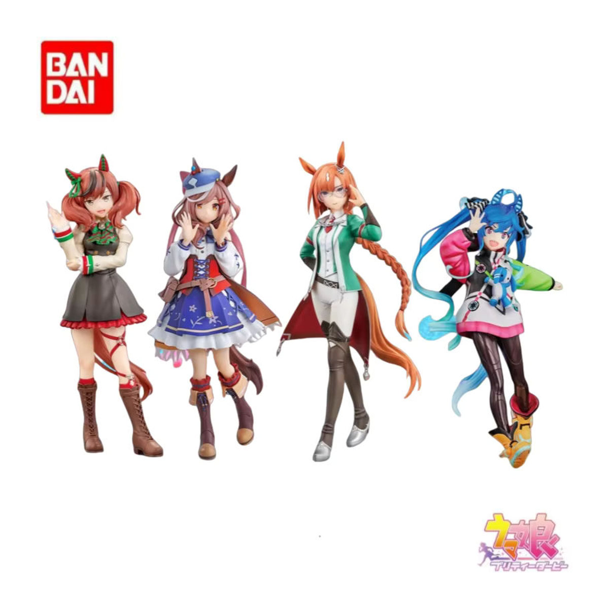 Bandai Ichiban Kuji Uma Musume Figuren Set mit Nice Nature, Matikanetannhauser, Ikuno Dictus und Twin Turbo in Mehrfarbig - Bild 1