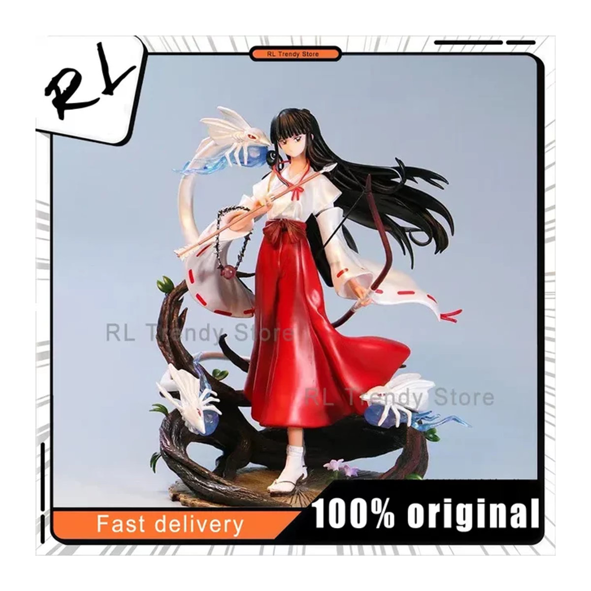 Bandai Inuyasha Kikyo Phoenix Ver. Anime-Actionfigur aus Kunstharz, mehrfarbig und weiß, stehende Pose - Bild 1