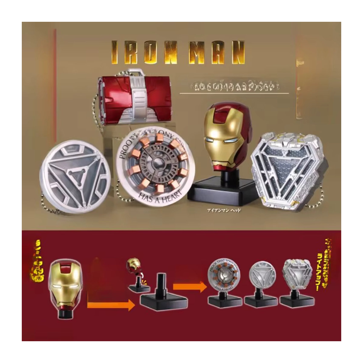 Bandai Iron Man Anime Tony Core Kleine Figur Kapsel Spielzeug aus Kunststoff, mehrfarbig - Bild 3