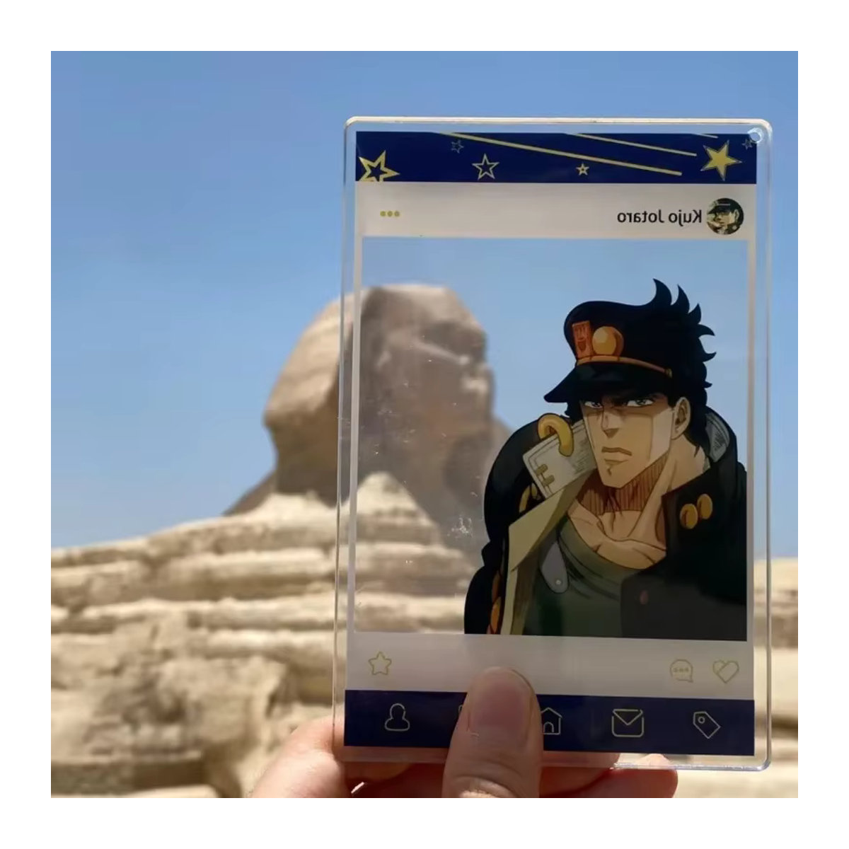 Bandai JoJo's Bizarre Adventure Transparente Acrylkarte Kujō Jōtarō und Kira Yoshikage Anime Foto-Ornament aus Kunststoff - Bild 2