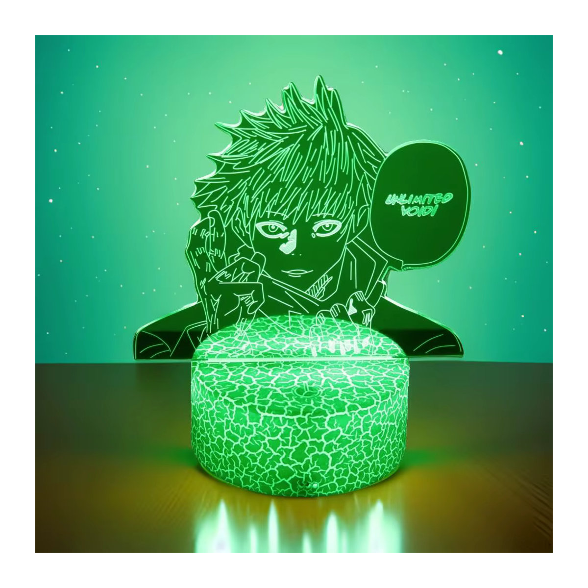 Bandai Jujutsu Kaisen LED 3D Nachtlicht Satoru Gojo Actionfigur Dekolampe in Grün - Bild 3