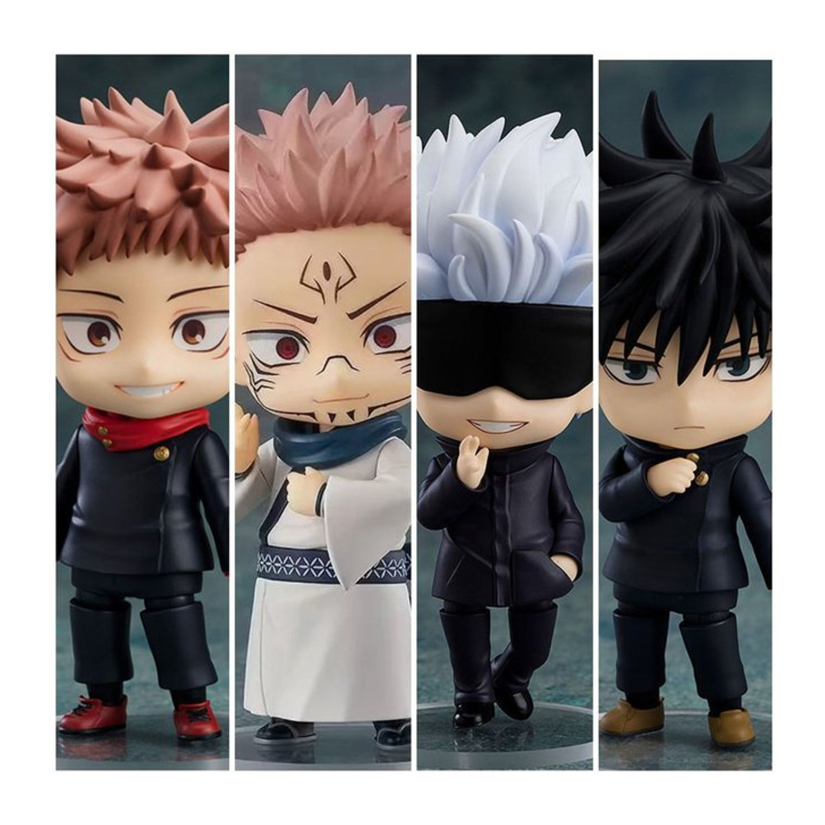 Bandai Jujutsu Kaisen Q-Version Actionfiguren Itadori Yuji, Gojo Satoru, Ryomen Sukuna und Fushiguro Megumi in mehrfarbig als Desktop-Dekoration - Bild 1