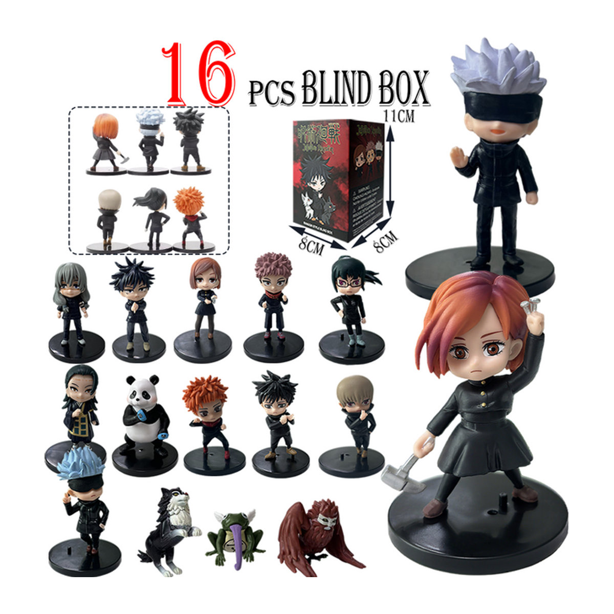 Bandai Jujutsu Kaisen Q Version Charakter Figuren Satoru Gojo, Itadori Yuji, Nobara, Megumi, mehrfarbig, Höhe: 9 cm - Bild 1