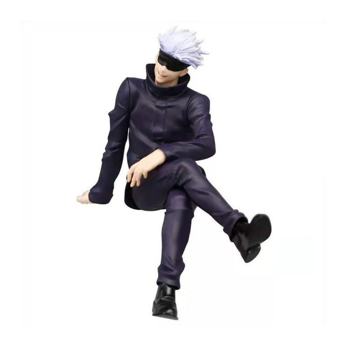 Bandai Jujutsu Kaisen Satoru Gojo Actionfigur in sitzender Pose, schwarze Anime Sammelfigur aus Kunststoff - Bild 1