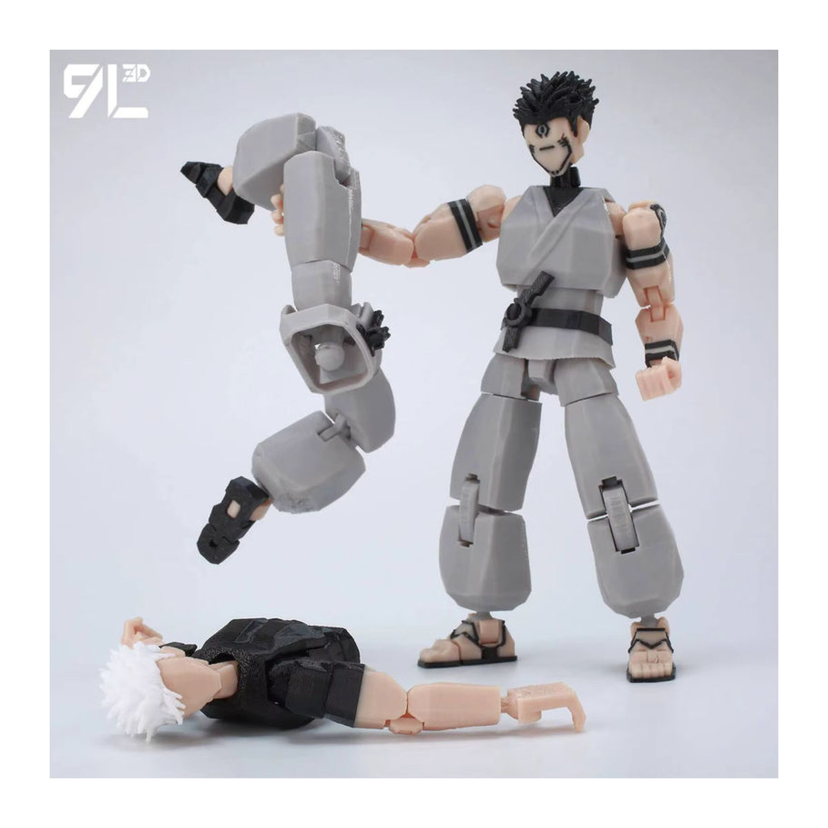 Bandai Jujutsu Kaisen Sukuna Anime Figur in grauer Robe als Gelenkmodell aus Kunststoff - Bild 3