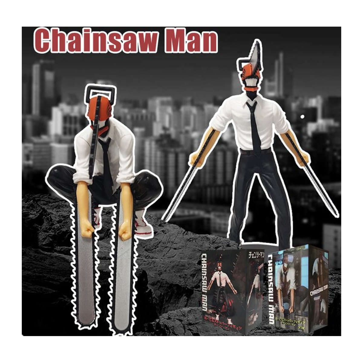 Bandai Kettensäge Mann Anime Figur Power und Denji Action Figure aus Kunststoff, mehrfarbig, Höhe: 14 cm bis 17 cm - Bild 1