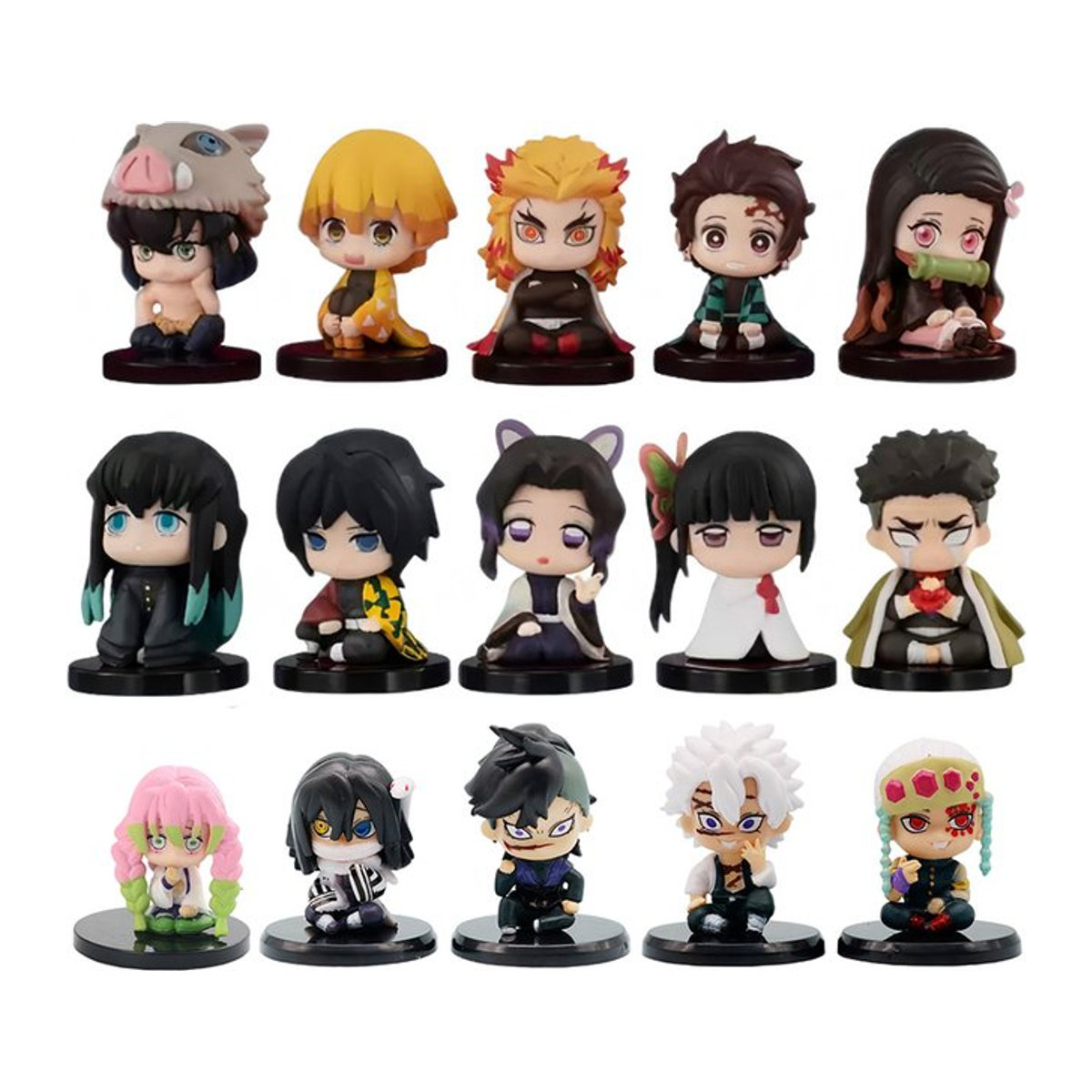 Bandai Kimetsu no Yaiba Anime Figuren Set Q Version Tanjiro Inosuke Zenitsu aus Kunststoff, mehrfarbig - Bild 1