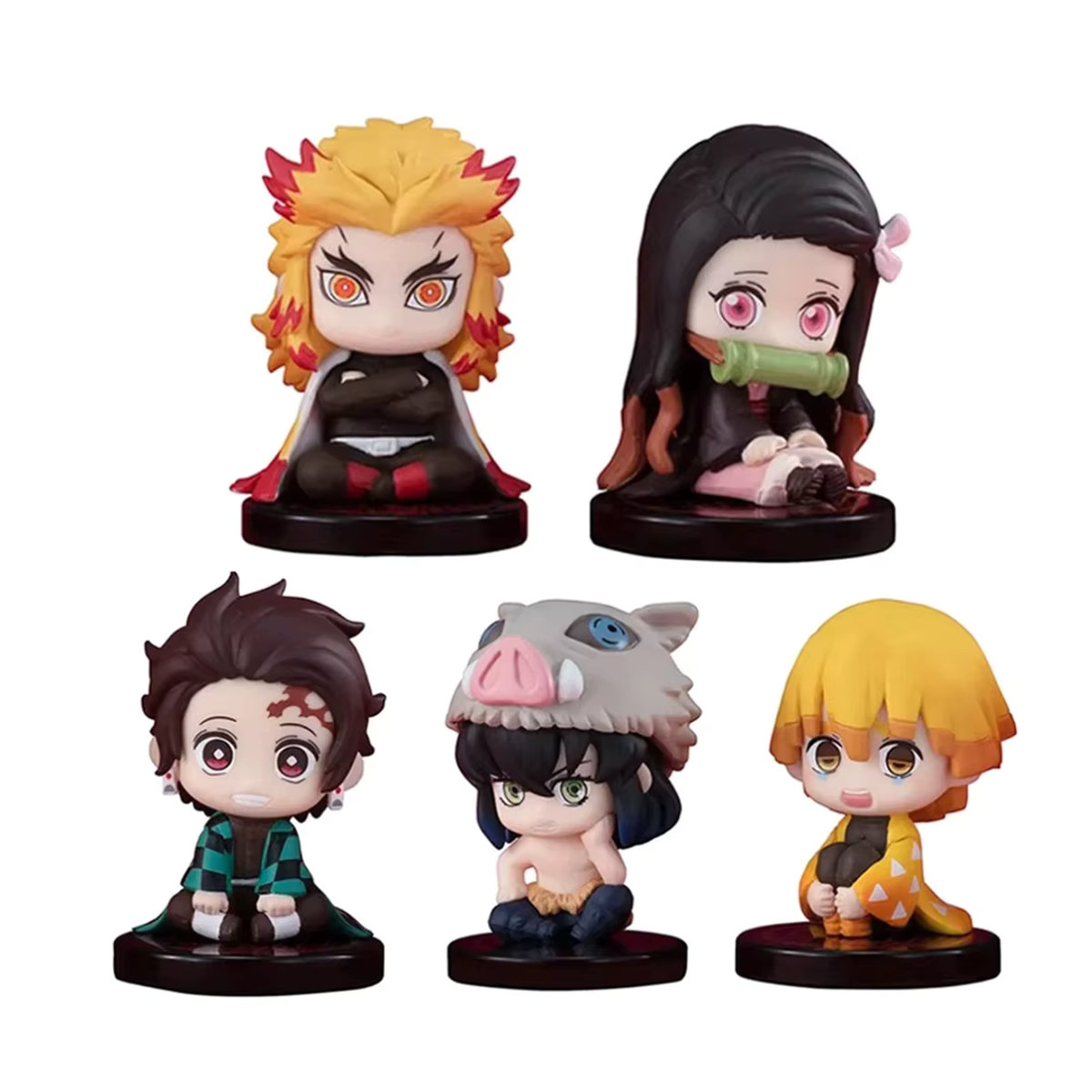 Bandai Kimetsu no Yaiba Anime Figuren Set Q Version Tanjiro Inosuke Zenitsu aus Kunststoff, mehrfarbig - Bild 4