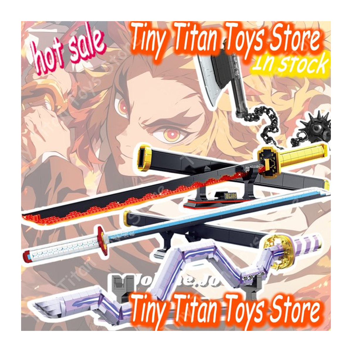 Bandai Kimetsu no Yaiba Dämonentöter-Orden Baustein-Set mit Tanjiro, Nezuko, Giyu, Sanemi und Mitsuri als Anime-Figuren in Mehrfarbig - Bild 1