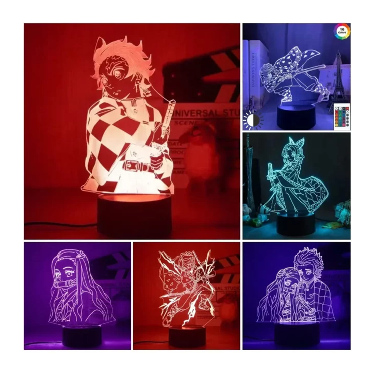 Bandai Kimetsu no Yaiba Nezuko Kamado 3D LED Tischlampe als Nachtlicht für dein Schlafzimmer in Schwarz und Bunt - Bild 1