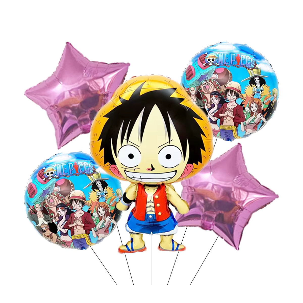 Bandai Luffy Folienballon Set für Geburtstag und Baby Shower, 5-teiliges Set in Mehrfarbig und Braun - Bild 3