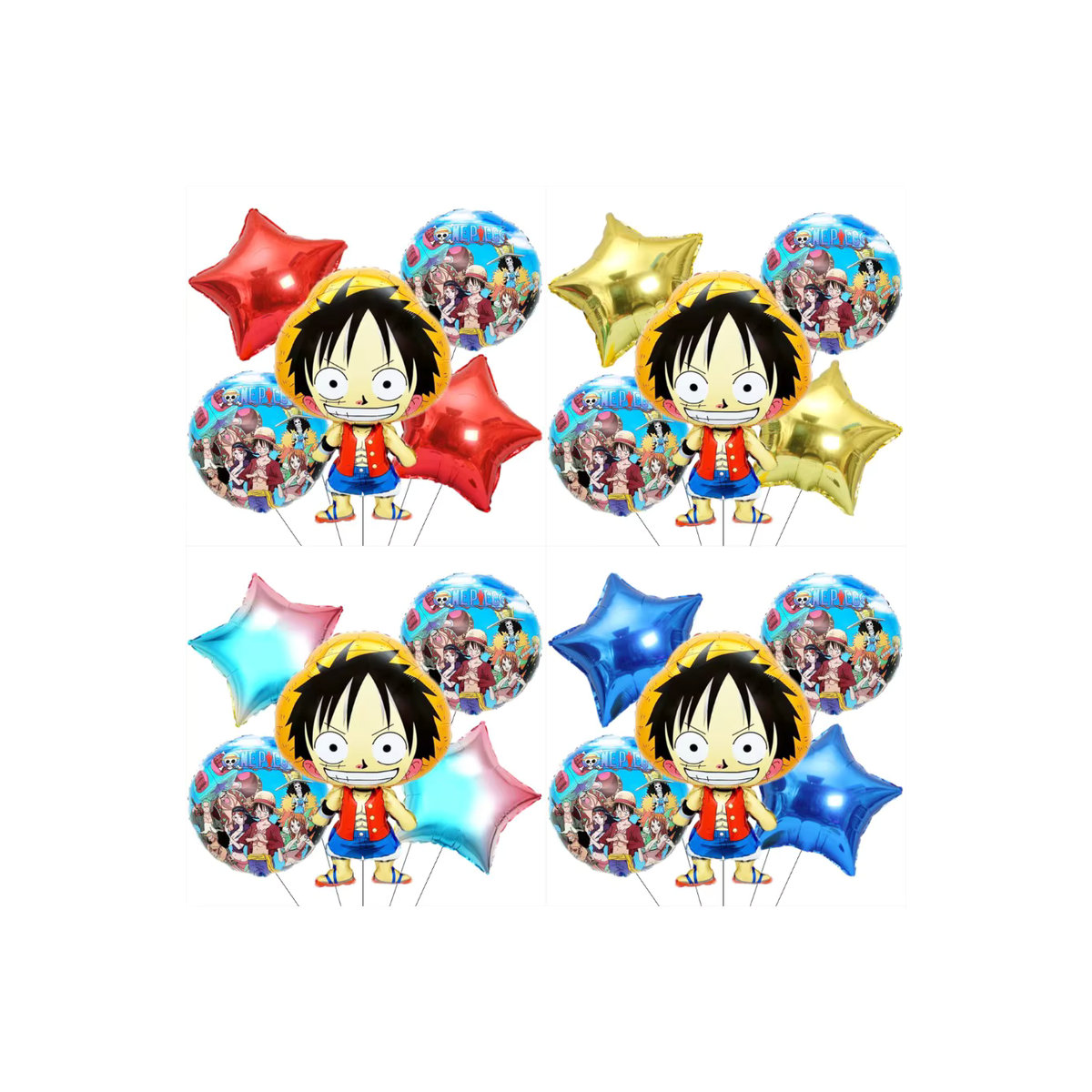 Bandai Luffy Folienballon Set für Geburtstag und Baby Shower, 5-teiliges Set in Mehrfarbig und Braun - Bild 4