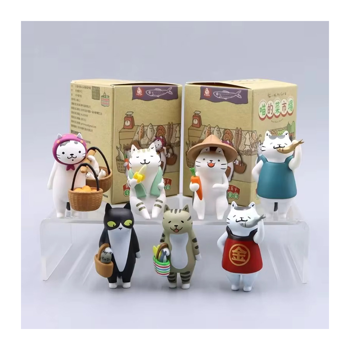 Bandai Meow Markt Blind Box Figur Katze aus Kunstharz und Kunststoff, mehrfarbig - Bild 1