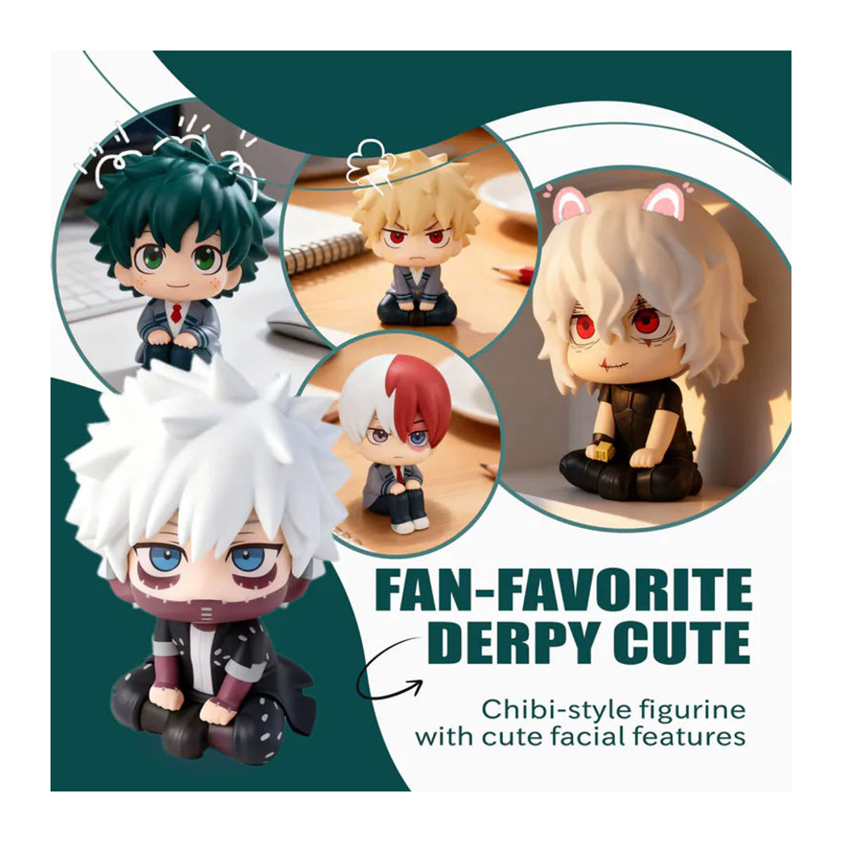 Bandai My Hero Academia Anime-Figur Shoto Bakugou Izuku Deku Q-Version PVC-Actionfigur mehrfarbig - Bild 3