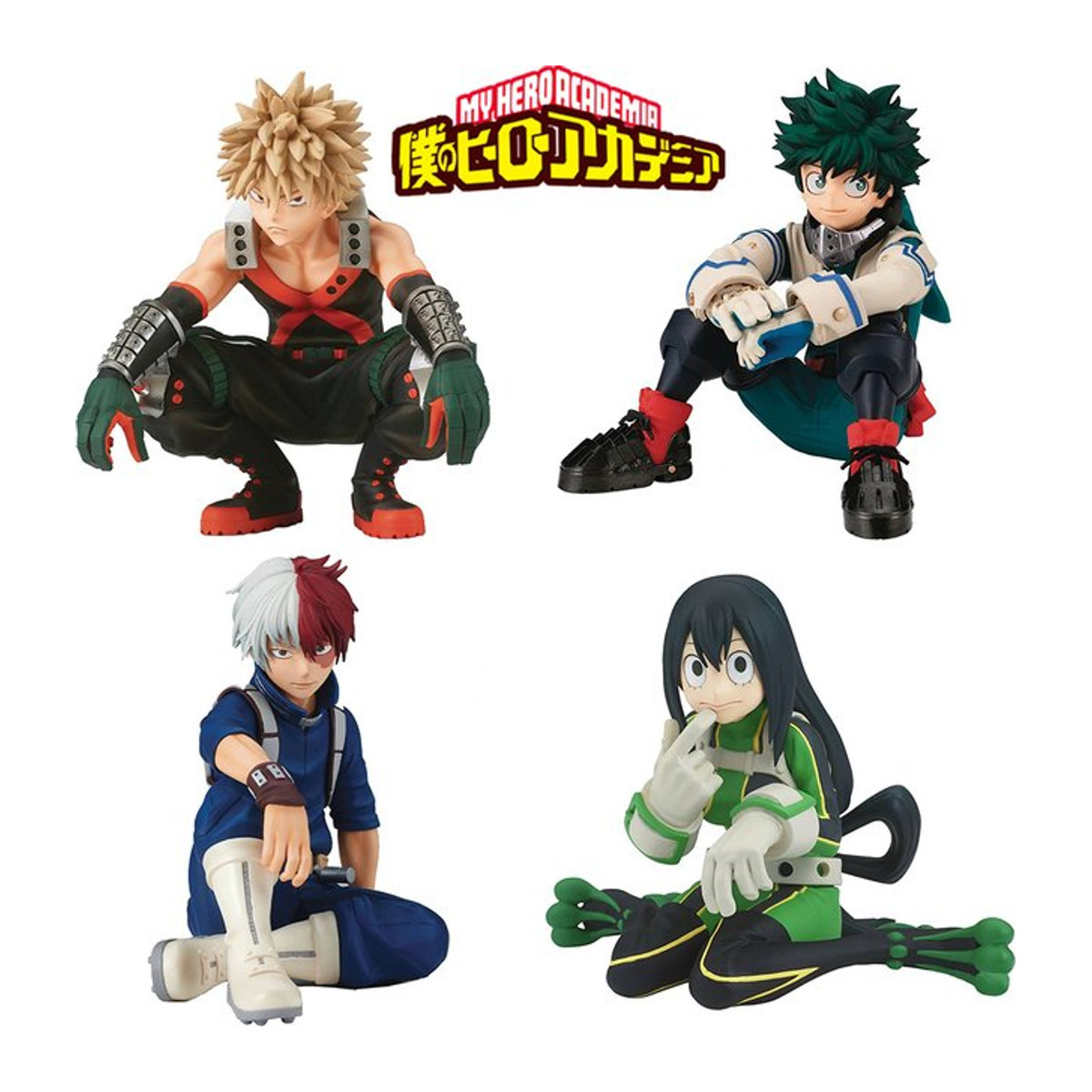 Bandai My Hero Academia Anime Figuren Set aus PVC mit Midoriya Izuku, Bakugou Katsuki, Todoroki Shoto und Asui Tsuyu, mehrfarbig - Bild 1