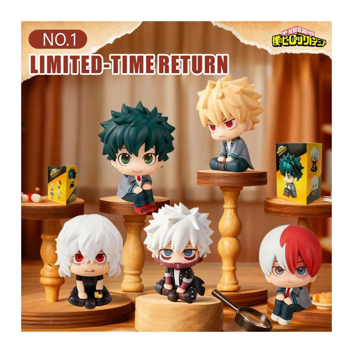 Bandai My Hero Academia Chibi PVC-Figur Tomura Shigaraki Izuku Midoriya Katsuki Bakugo mehrfarbig - Bild 1