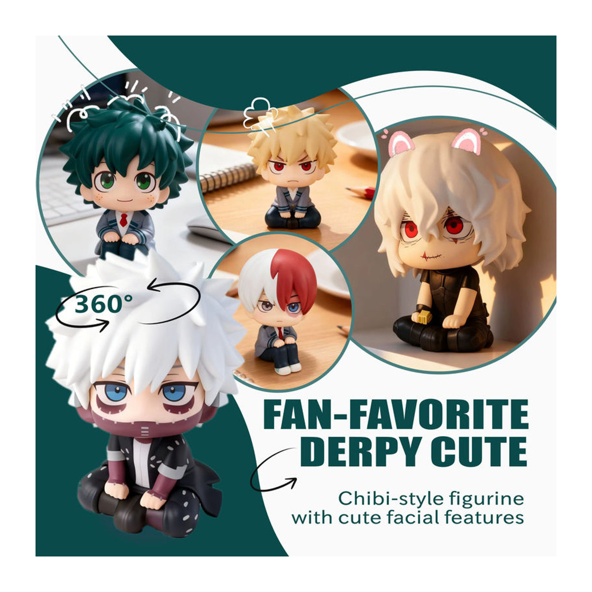 Bandai My Hero Academia Chibi PVC-Figur Tomura Shigaraki Izuku Midoriya Katsuki Bakugo mehrfarbig - Bild 2