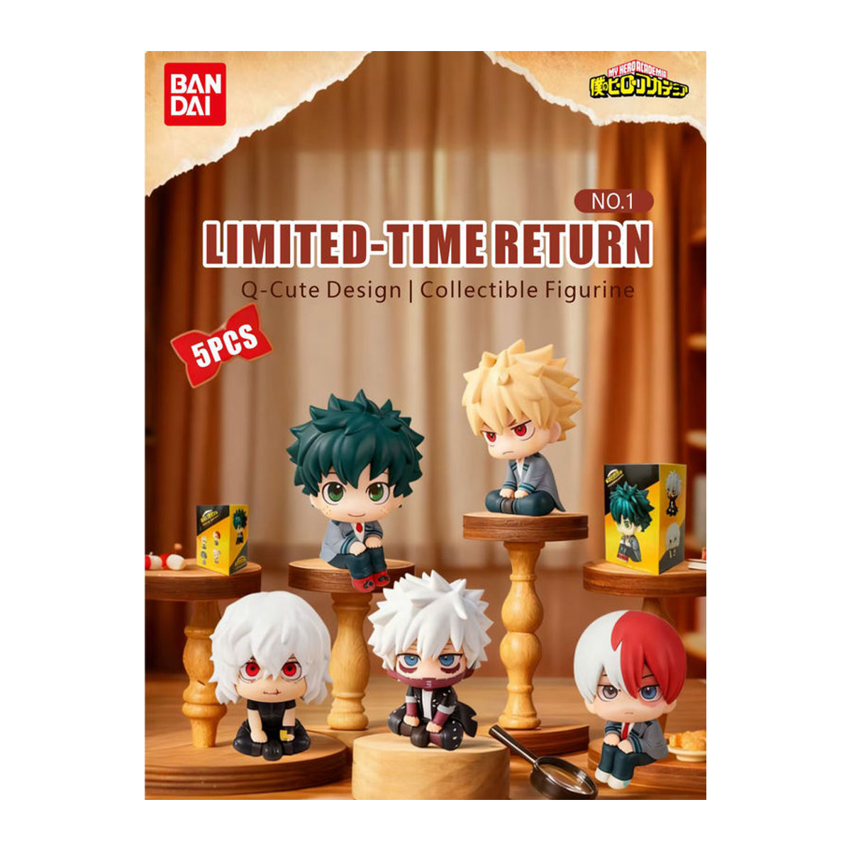 Bandai My Hero Academia Chibi PVC-Figur Tomura Shigaraki Izuku Midoriya Katsuki Bakugo mehrfarbig - Bild 6