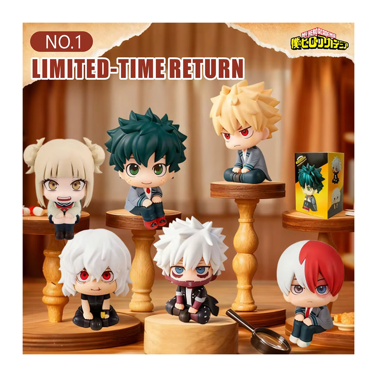 Bandai My Hero Academia Chibi PVC-Figuren Himiko Toga, Izuku Midoriya und Katsuki Bakugo in Mehrfarbig - Bild 1