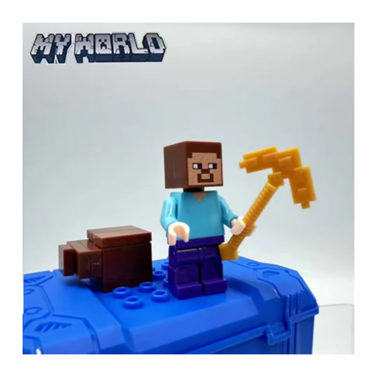 Bandai My World Figurenset Steve 16-teilig aus Kunststoff, mehrfarbiges PVC-Modell für Kinder und zur Desktop-Dekoration - Bild 2