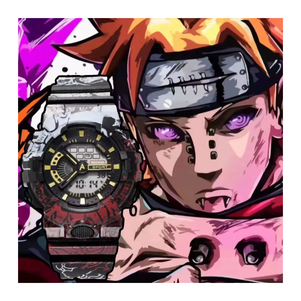 Bandai Naruto Anime Digitale Armbanduhr mit Beleuchtung Schwarz Unisex - Bild 2