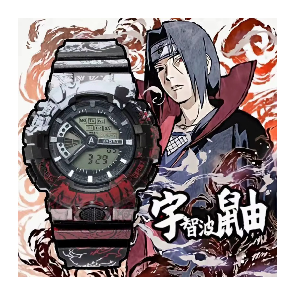 Bandai Naruto Anime Digitale Armbanduhr mit Beleuchtung Schwarz Unisex - Bild 3
