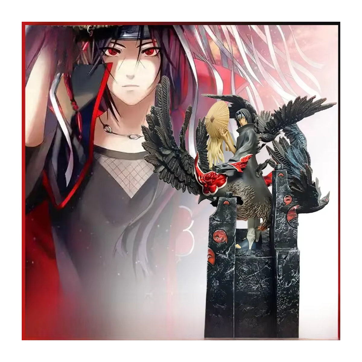 Bandai Naruto Anime Figur Uchiha Itachi Akatsuki Statue in Schwarz, Höhe: 36 cm - Bild 3
