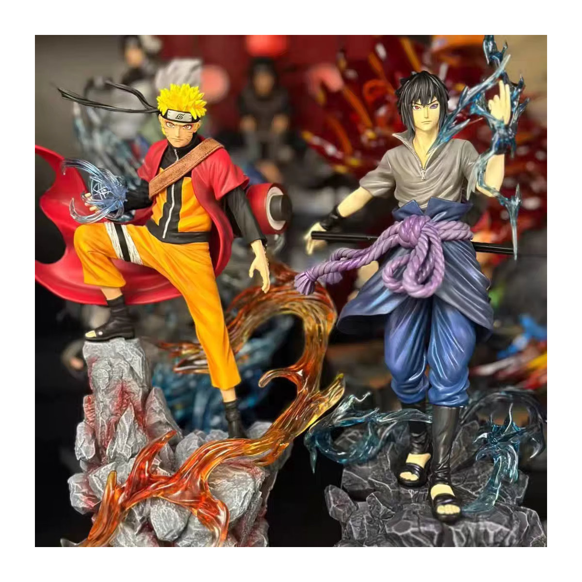 Bandai Naruto Anime Figur Uzumaki Naruto und Uchiha Sasuke Actionfigur aus Kunststoff, mehrfarbig, Höhe: 25 cm - Bild 2